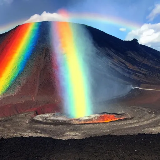 Prompt: rainbow volcanic eruption