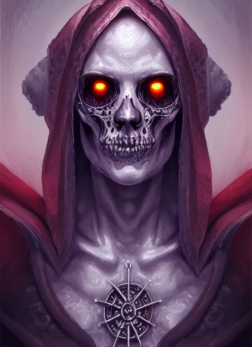 Prompt: fineart portrait illustration of the necromancer, hyper detailed, crisp