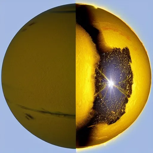 Prompt: planet in shape of lemon, photo by hubble telescope