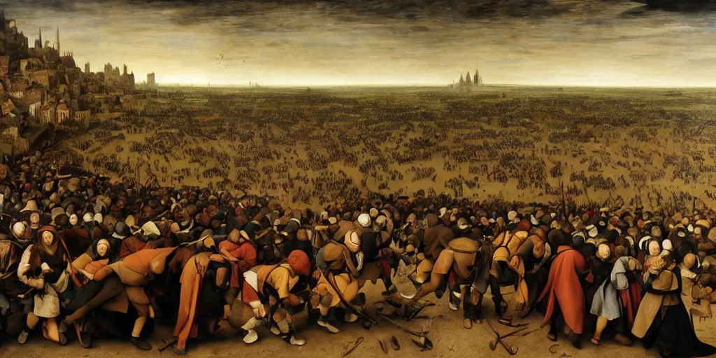 Prompt: beautiful oil matte painting, the triumph of the black plague, wonderful masterpiece highly detailed, beautiful cinematic light deep focus, elegant, digital painting, smooth, sharp focus, golden ratio, dramatic illumination, ultra realistic, 8 k, art by pieter bruegel