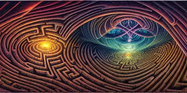 Prompt: maze labyrinth nebulapunk by dan seagrave