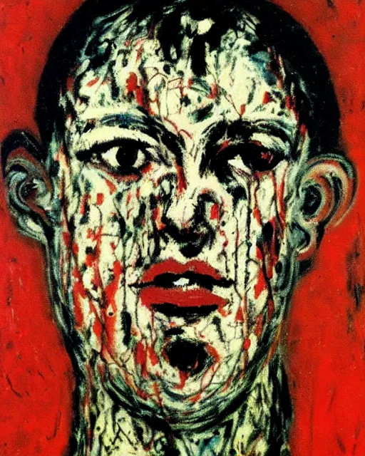 Image similar to portrait of a human face by Jackson Pollock