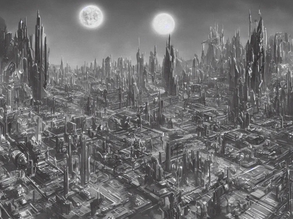 Prompt: a massive futuristic city on the venus floating atmospheric space colony, 1 9 5 0 s scifi post illustration