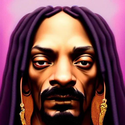 Image similar to intense portrait of the snoop dog, intricate, elegant, highly detailed, my rendition, digital painting, artstation, concept art, smooth, sharp focus, radiant light, illustration, art by artgerm and greg rutkowski and alphonse mucha