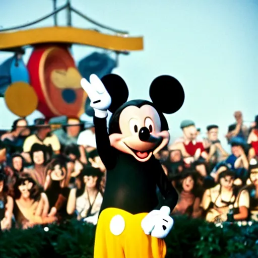 Image similar to mickey mouse performing at woodstock