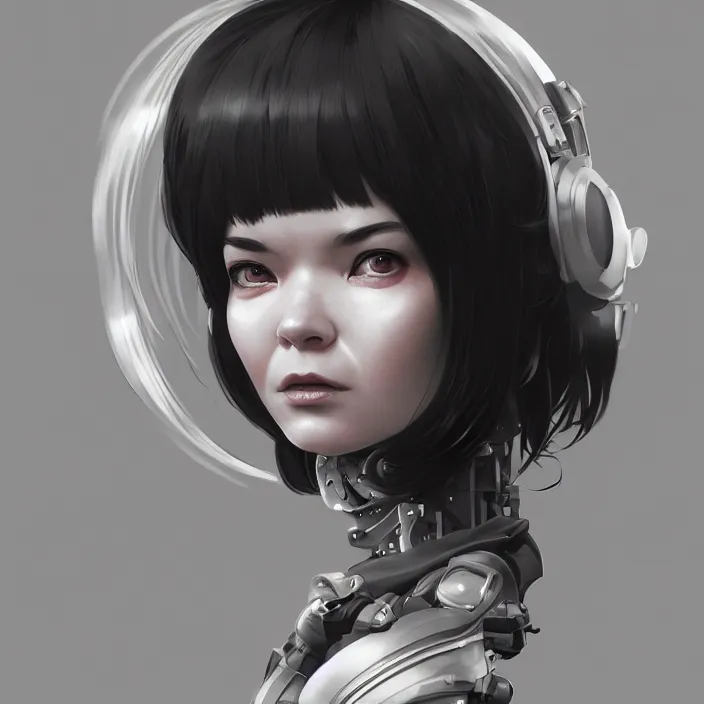 Image similar to symmetrical bjork cyborg - by tom bagshaw, by ilya kuvshinov, rtx rendering, octane render 1 2 8 k, maya, extreme high intricate details by wlop, digital anime art by ross tran, medium shot, close up shot, composition by sana takeda, dramatic lighting by greg rutkowski, 8 k, trending on artstation