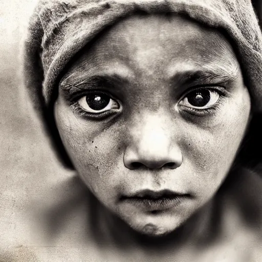 Prompt: Award Winning Portrait of a Baglady with beautiful eyes by Lee Jeffries