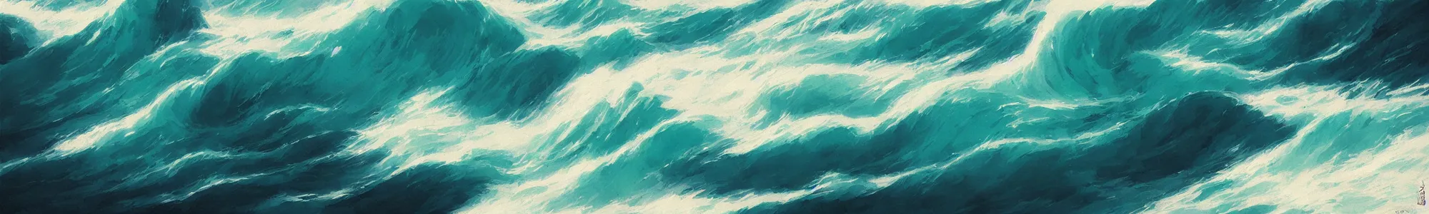 Image similar to reflective waves, teal, turqoise, by studio ghibli and greg rutkowski