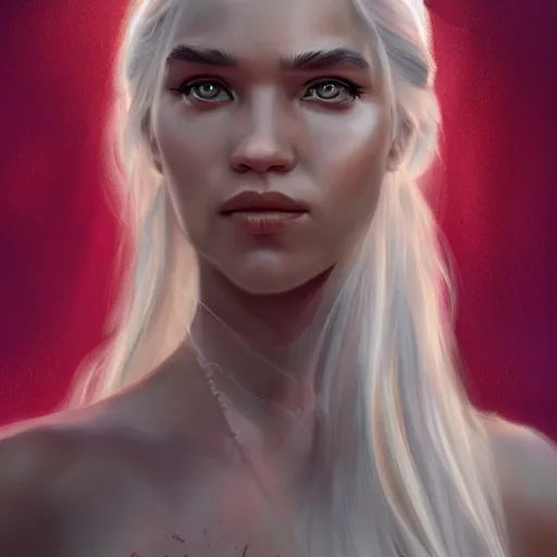 Image similar to Sasha Luss as Daenerys Targaryan, concept art, digital painting trending on artstation, highly detailed