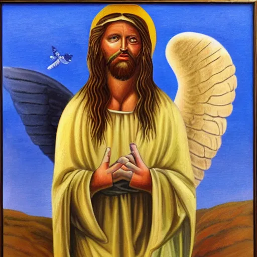 Image similar to biblically accurate angel, surrealist painting