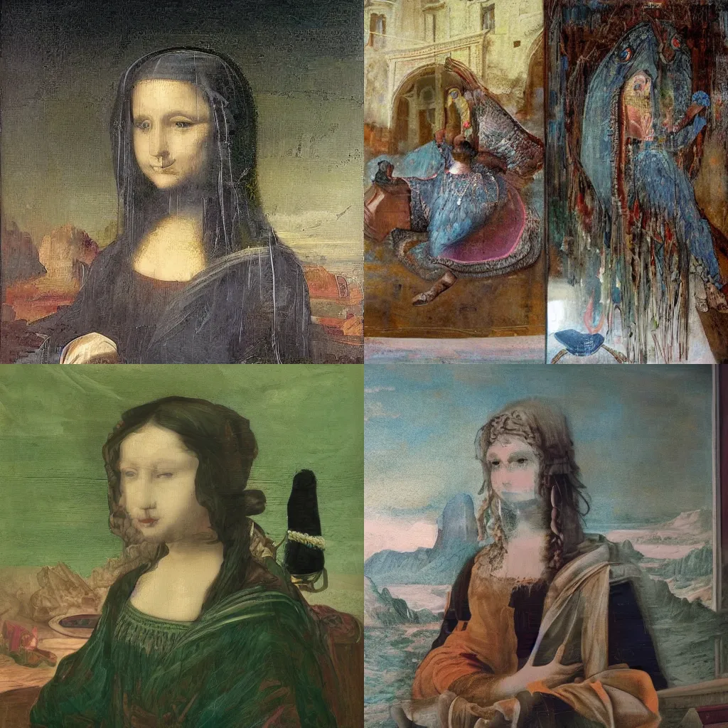 Prompt: a painting of Hatsune Miku in Mona Lisa style by Leonardo da Vinci