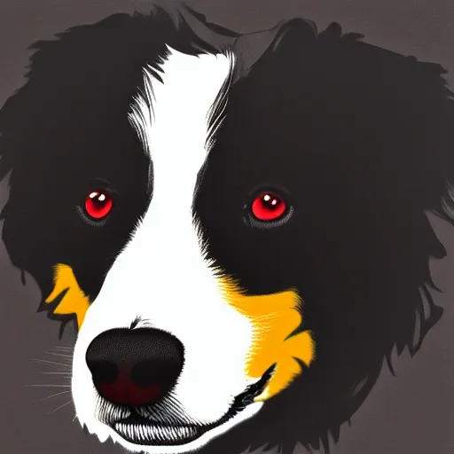 Image similar to a border collie by andy warhol, digital art, trending on artstation