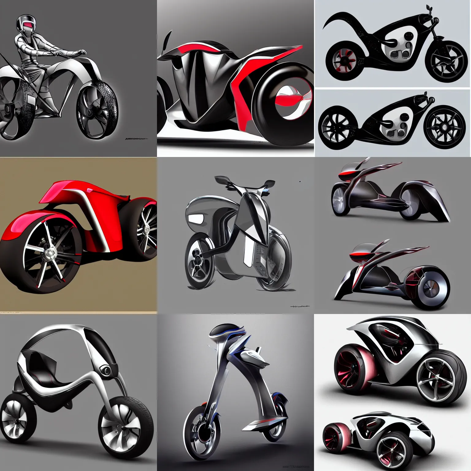 Prompt: futuristic mono wheel motorcycle profile by tesla motors, concept art, trending on artstation