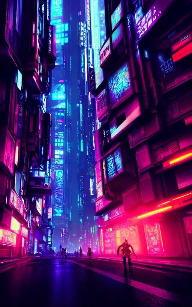 Image similar to a magnificent dark neon futuristic cyberpunk city bustling street at night cyberart photography by liam wong rendered in octane, 3 d render, trending on cgsociety, blender 3 d
