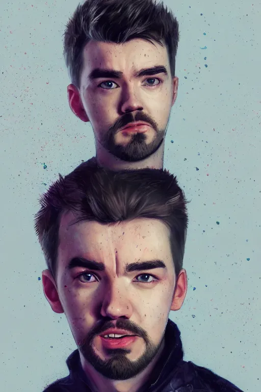 Image similar to a fancy portrait of the Irish YouTuber Seán William McLoughlin also known as jacksepticeye by Greg Rutkowski, Sung Choi, Mitchell Mohrhauser, Maciej Kuciara, Johnson Ting, Maxim Verehin, Peter Konig, 8k photorealistic, cinematic lighting, HD, high details, atmospheric,