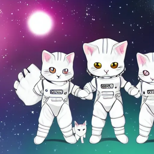 Image similar to anime styled kittens in spacesuits