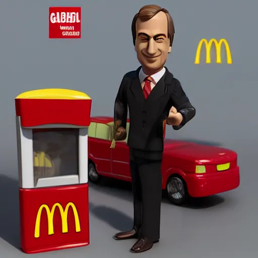 Image similar to saul goodman plastic mcdonalds toy realistic photo