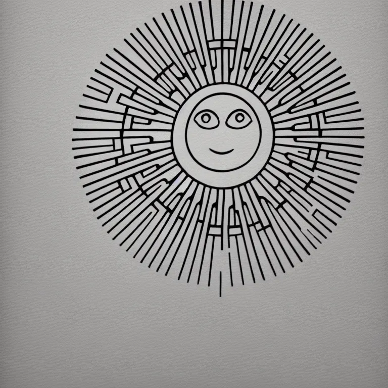 Prompt: geometric smiling sun symbol by karl gerstner, monochrome, symmetrical