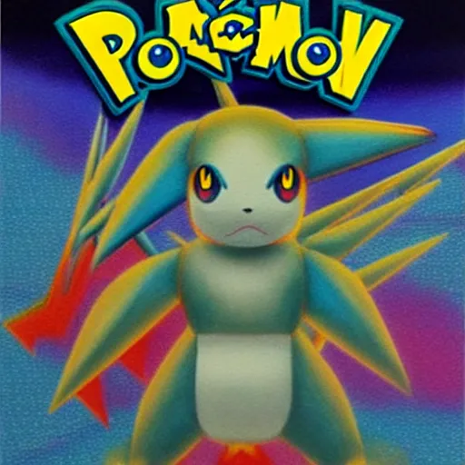 Prompt: bauhaus pokemon portrait airbrushed in style of 1 9 8 0 sci - fi, hip hop album cover art, conceptual mystery pokemon, intricate detailed painting, illustration sharp detail, manga 1 9 9 0