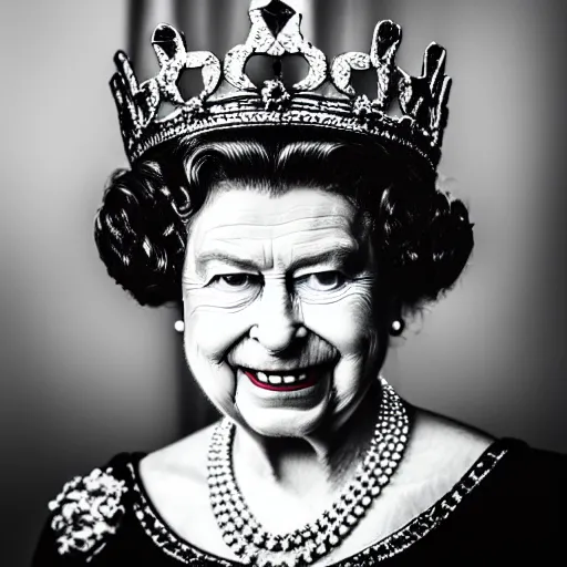 Image similar to queen elizabeth ii as the joker, canon eos r 3, f / 1. 4, iso 2 0 0, 1 / 1 6 0 s, 8 k, raw, unedited, symmetrical balance, in - frame