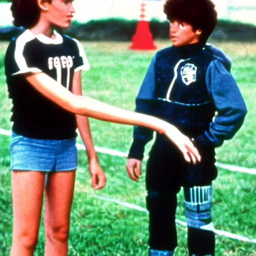 Image similar to robocop 1 9 8 4 coaching a girls'soccer team