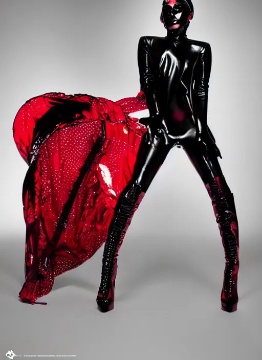 Image similar to lady gaga by nick knight, born this way, born this way album, dark themed, black outfit, red weapon 8 k s 3 5, cooke anamorphic / i lenses, highly detailed, cinematic lighting