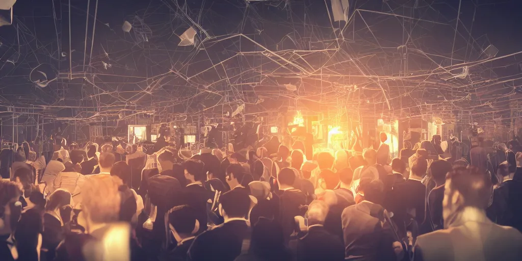 Image similar to illustrative image of man gets mind blown, networking, detailed illustration, octane render