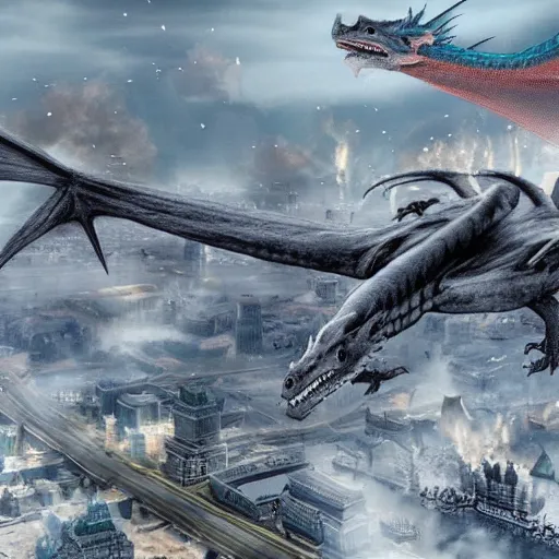 Image similar to photo of Dragon invasion of Moscow, ultra realistic, 8k,
