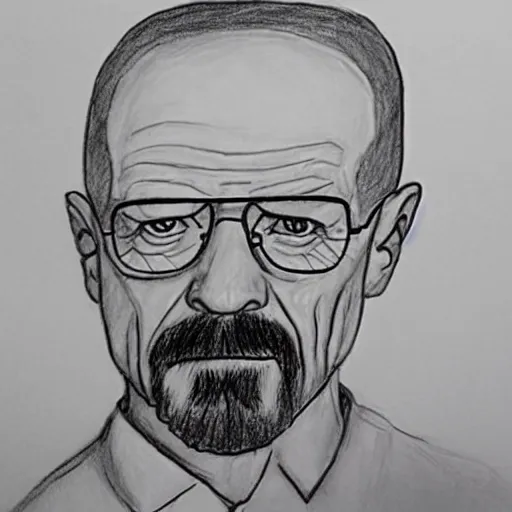 Image similar to child's drawing depiction of walter white