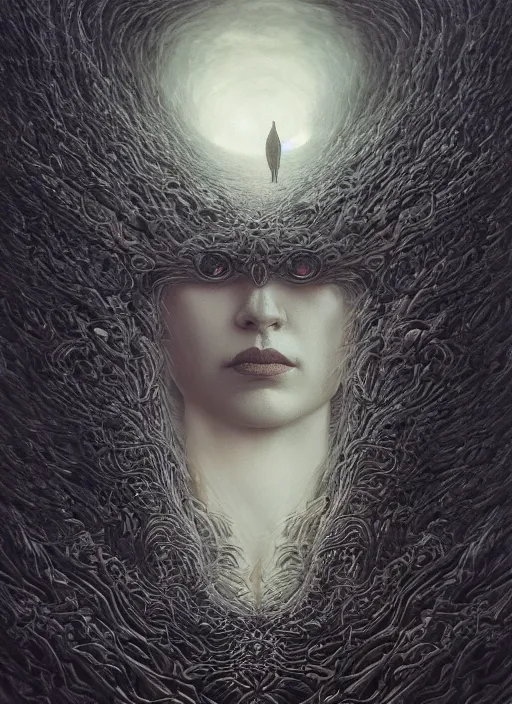 Image similar to Her huge ominous glowing blue eyes staring into my soul , perfect eyes, intricate stunning highly detailed, agostino arrivabene, Tomasz strzalkowski, twisted dark lucid dream, 8k portrait render, raven angel wings, swirling thick smoke , beautiful lighting, dark fantasy art, cgsociety