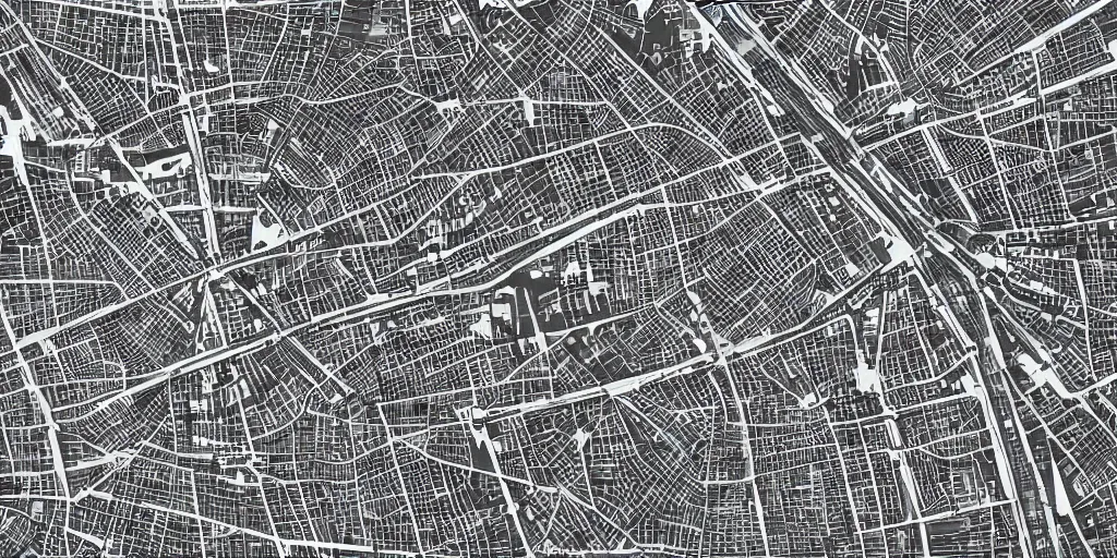 Prompt: hyper detailed city map optical illusion escher air crash