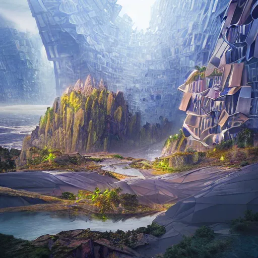 Image similar to ridge night city geometric detailed digital art fantasy cryengine render by victo nagi, frank gehry, andreas franke, rhads, alex grey