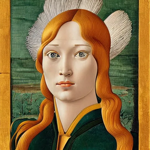 Image similar to a portrait of a female android by sandro botticelli