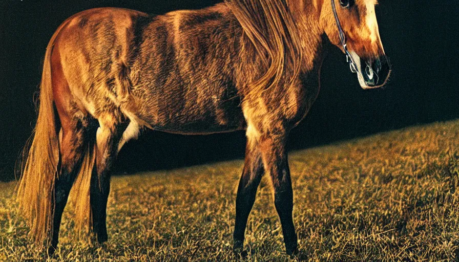 Image similar to 7 0 s movie still of a horse made of moth, cinestill 8 0 0 t 3 5 mm eastmancolor, heavy grain, high quality, high detail