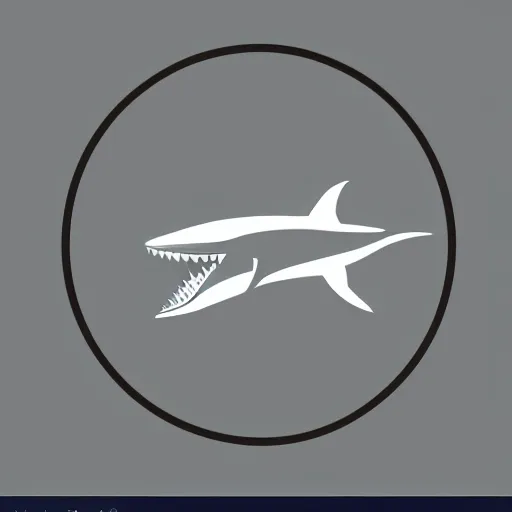 Image similar to circular shark icon, minimalist, vector