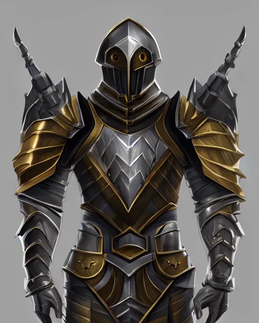 Image similar to noble armor, medieval fantasy concept art, trending on artstation, shiny silver with gold trim, flat shading, smooth lines, beveled edges, smooth contours, extremely clean, uncluttered, symmetrical, front view