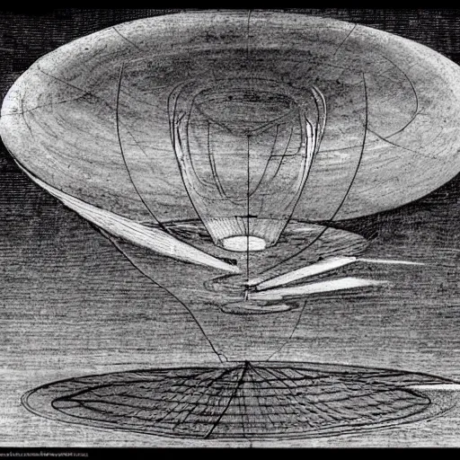 Prompt: Leonardo da Vinci's technical sketch of UFO Field-Propulsion Technology , highly detailed