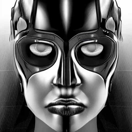 Image similar to cyborg dreaming. digital art. smooth. greyscale. by benedict bana