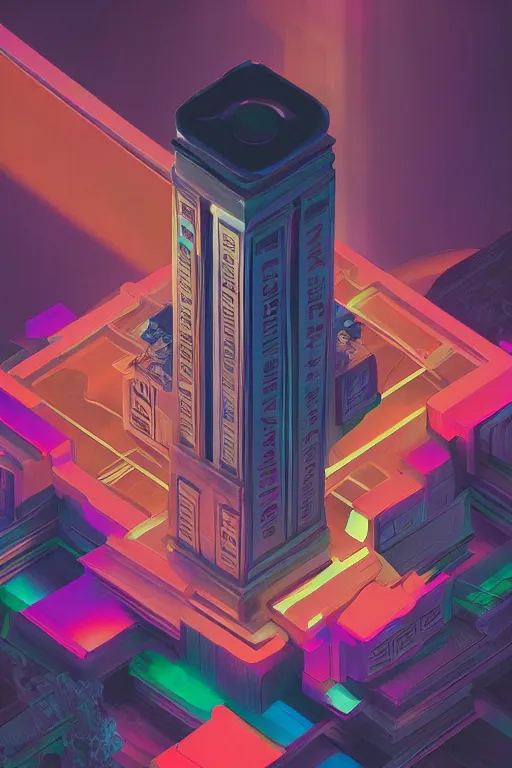 Prompt: shadow of the illuminate, painted by sid check and george barr, trending on artstation, dramatic lighting isometric view vaporwave, iridescent colors, vaporwave, macro, mannerism