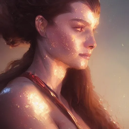 Prompt: a beautiful portrait of a goddess with reflective skin by greg rutkowski and raymond swanland, trending on artstation