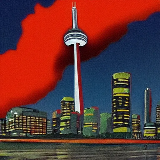Prompt: “The CN tower on fire, digital art”