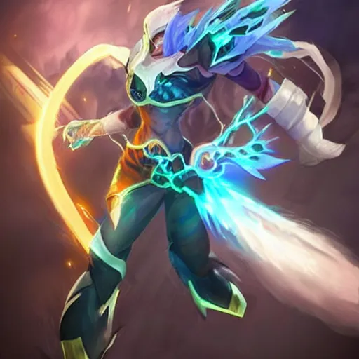 Image similar to concept art of a new league of legends champion, volumetric lightening, new