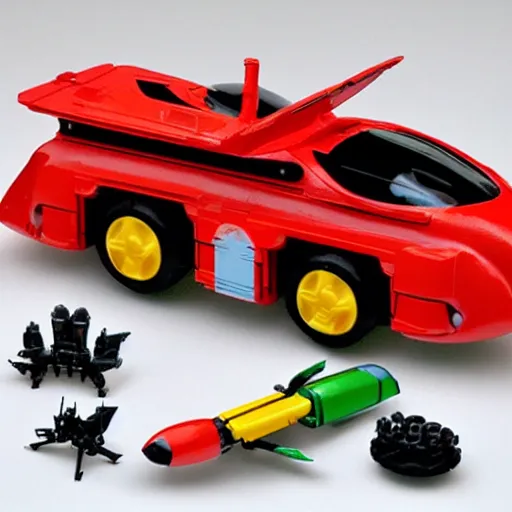 Image similar to plastic toy micronauts microman spaceship vehicle with interchangeable rocket engines and wings