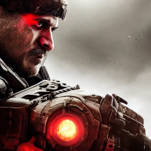 Image similar to guinea pig in gears of war, splash art, movie still, detailed face, photorealistic facial features, cinematic lighting, dramatic, octane render, long lens, shallow depth of field, bokeh, anamorphic lens flare, 8 k, hyper detailed, 3 5 mm film grain