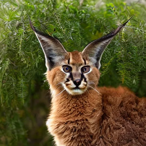 Image similar to portrait photo of cute fluffy caracal, with laurel wreath, highly detailed, high resolution, cosplay photo, bokeh soft, 1 0 0 mm, trending on instagram, by professional photographer, soldier clothing, shot with a canon, low saturation