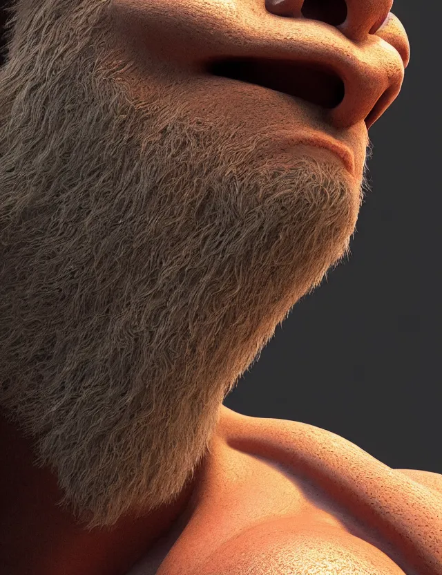 Image similar to 3 d close - up profile portrait of hercules. beautiful intricately detailed painting 8 k resolution, behance hd, digital matte painting, hyperrealism, cinema 4 d, finalrender, sketchlab, semirealism ; hypermaximalist ; unreal engine vray, raytrace, hyperdetailed, concept art, 6 4 megapixels, coherent, bokeh, cgs