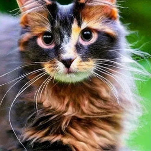 Image similar to cute little long haired tortoiseshell!!!! cat, black and with ((orange)) specks