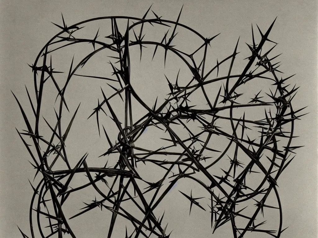 Prompt: humanoid round chair with thorns. karl blossfeldt, henri moore