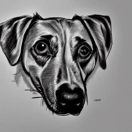 Prompt: dog portrait, sketch, hand - drawn by eeststreatdrug