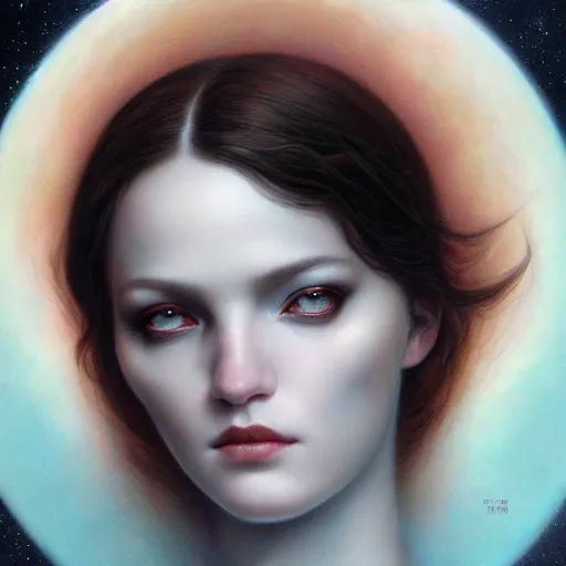 Image similar to a beautiful portrait of a celestial goddess by Jim Burns and Tom Bagshaw